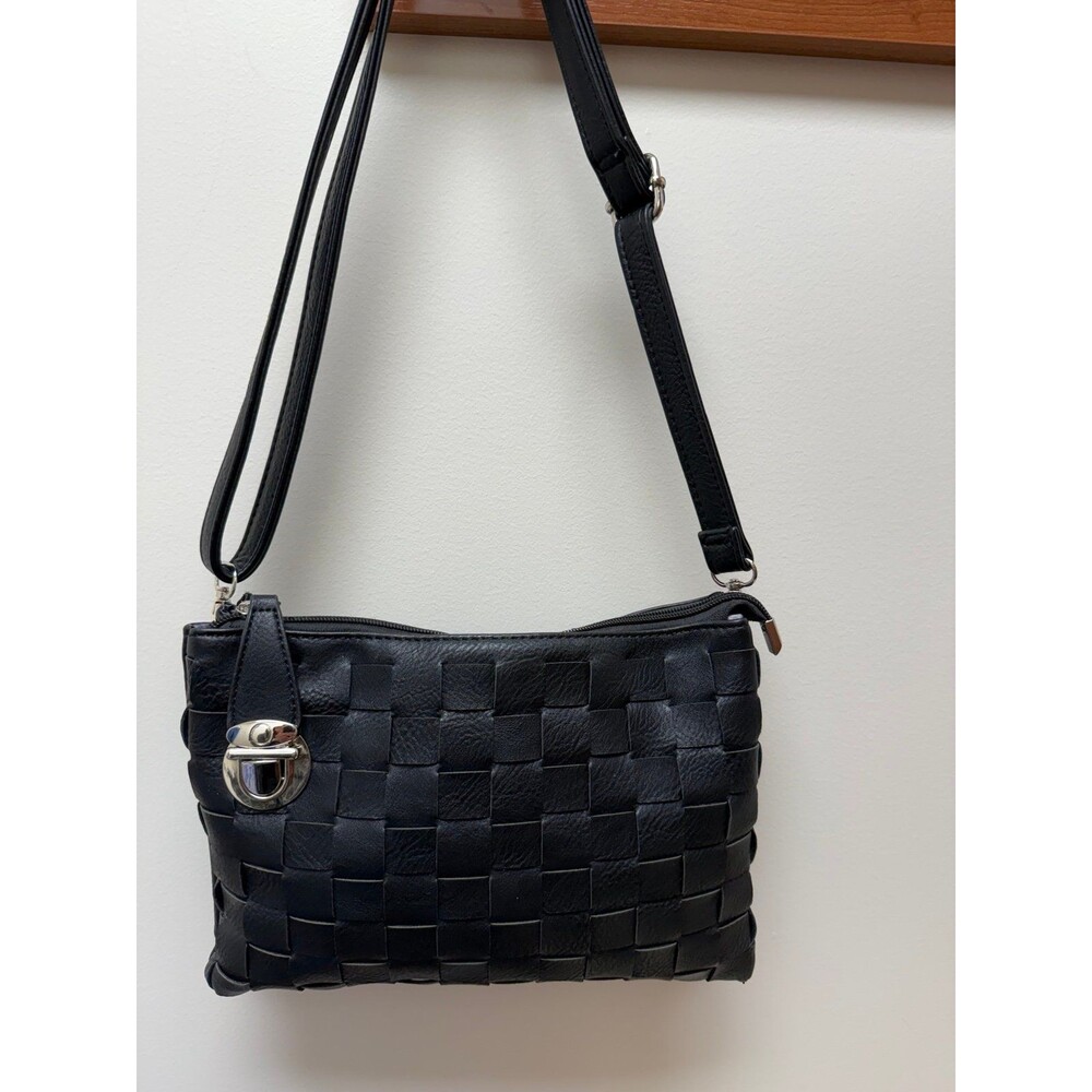 k.Carrol Woven Vegan Leather Crossbody Bag - Black - Picture 10 of 10
